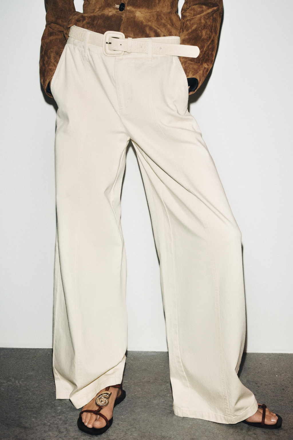 WIDE-LEG TROUSERS WITH BELT - Zara фото 2