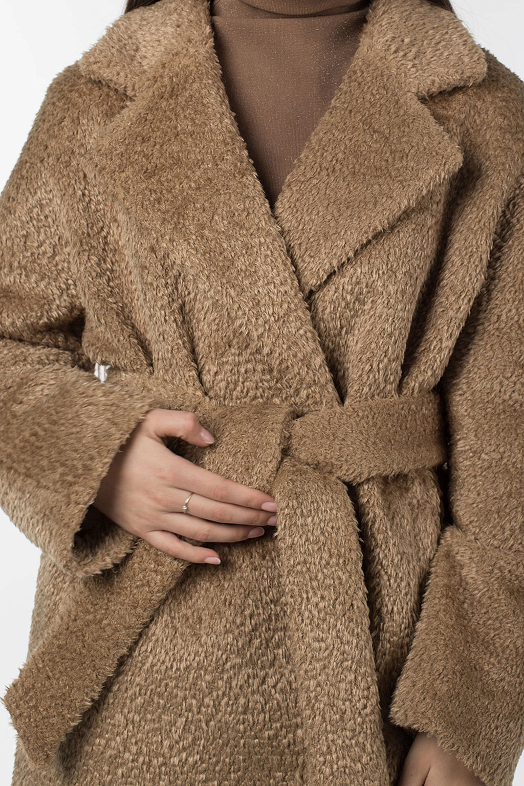 02-3073 Пальто женское утепленное (пояс) - El podio фото 6