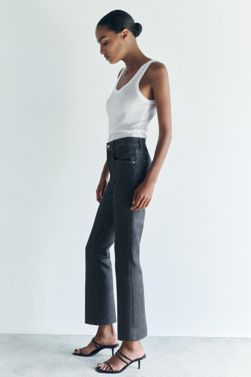 ZW COLLECTION BOOTCUT HIGH-WAIST CROPPED JEANS - Zara фото 37