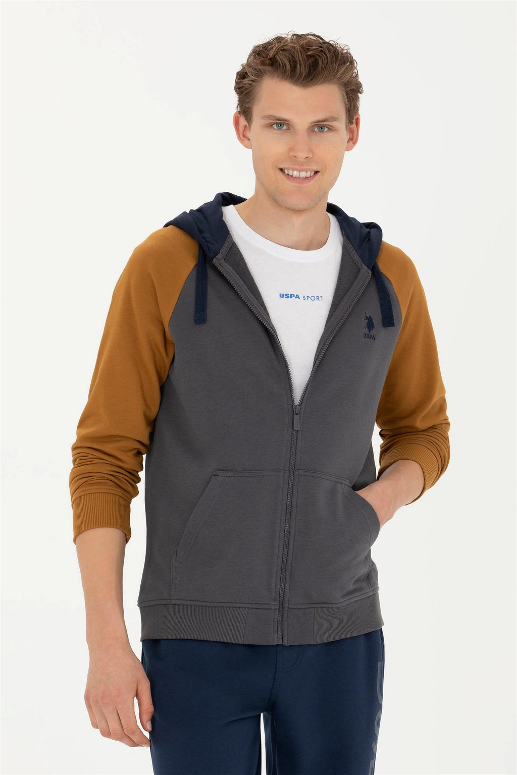 Мужской вязаный кардиган антрацитового цвета - U.s. polo assn фото 8