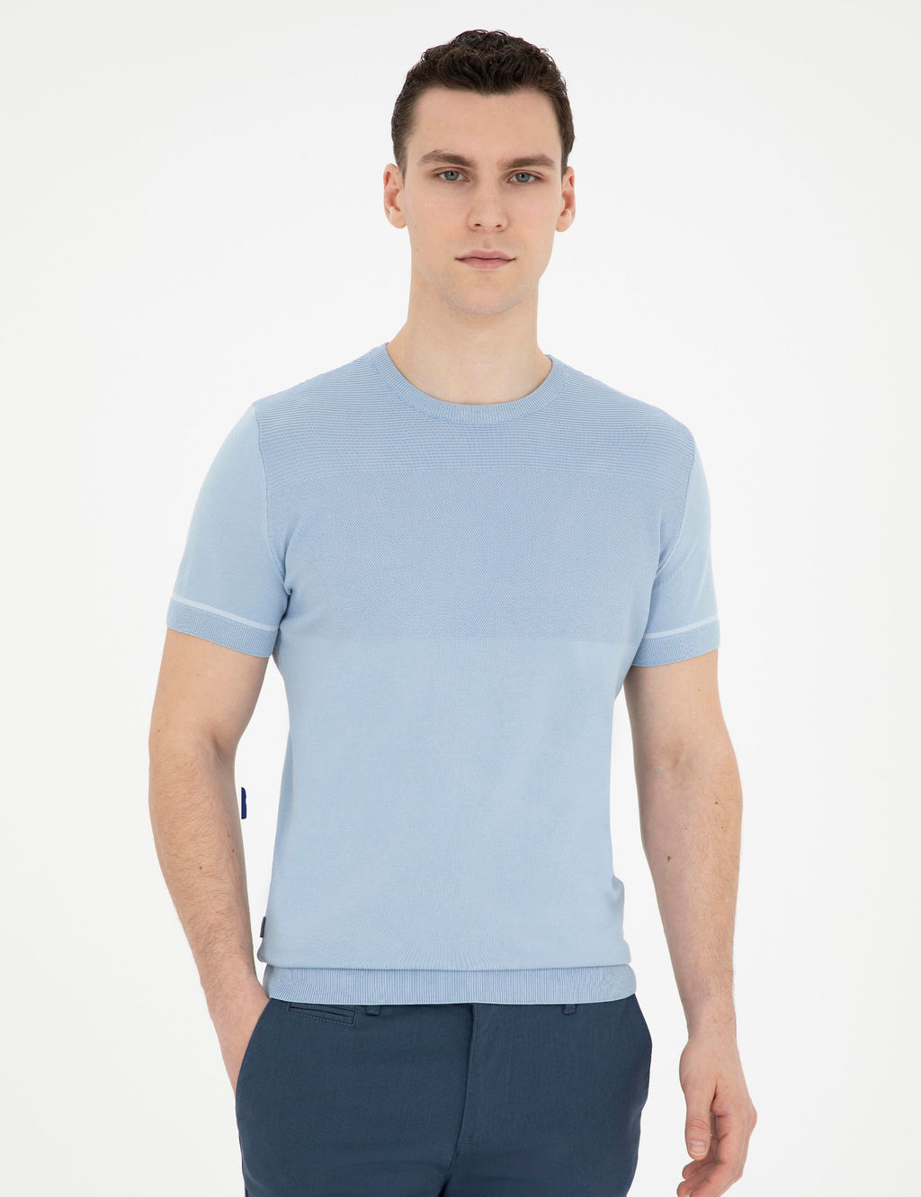 Mavi Slim Fit Bisiklet Yaka Triko Ti__rt
