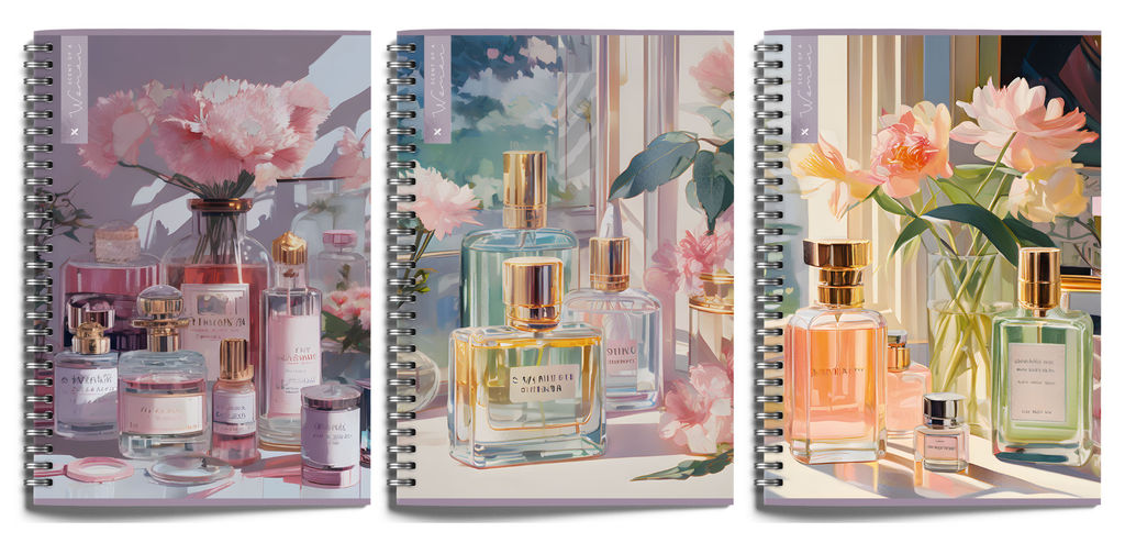 Тетрадь 80 л. А4 клетка, на гребне, LOREX SCENT OF A WOMAN офсет, мелованный картон, soft ...