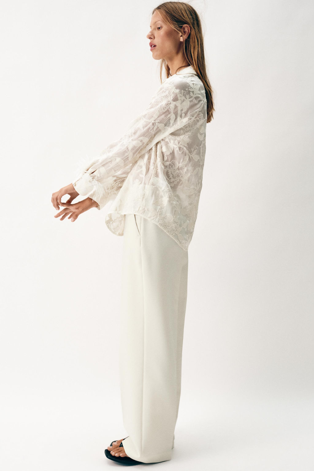 CAMISA BORDADAS PLUMAS / Crudo - Zara фото 7
