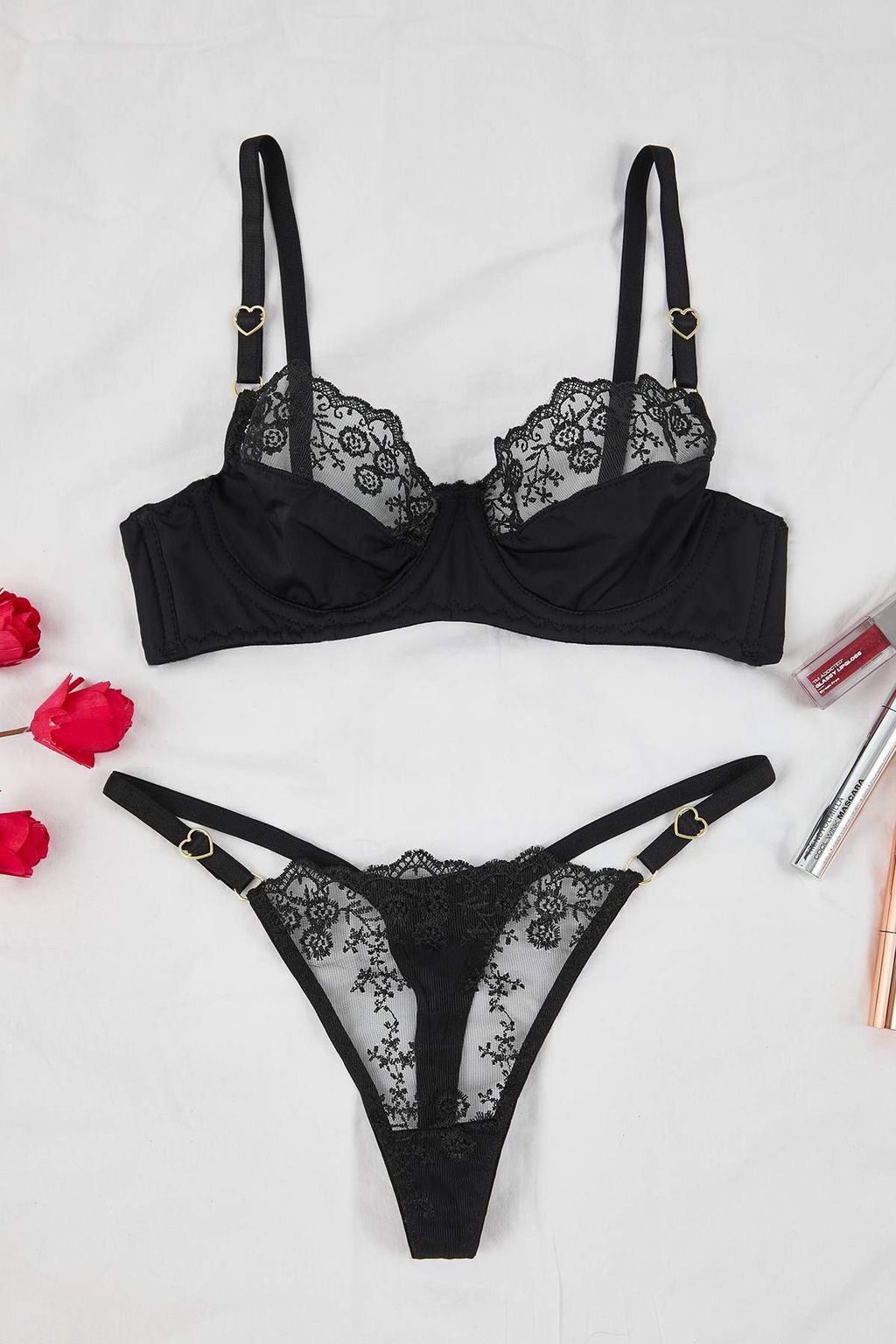 Siyah Dantel Duz Kaps?z Ic Camas?r? Tak?m? THMAW26CC00026 - Trendyolmilla фото 6