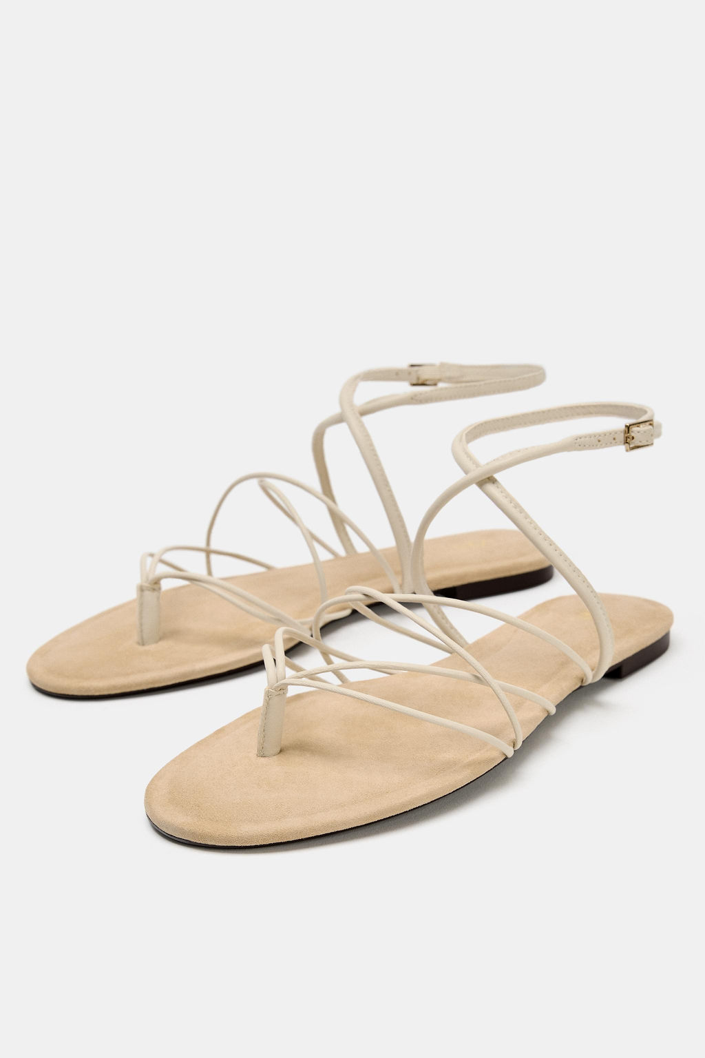 SANDALIA PLANA TIRAS PIEL / Blanco Crudo - Zara фото 4