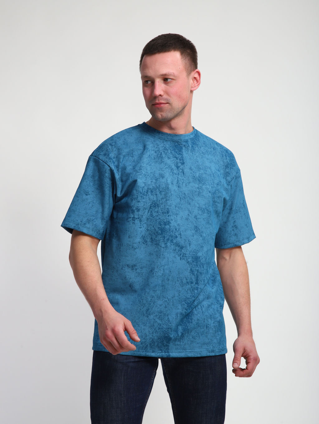 М460 Футболка оверсайз футер (индиго винтаж)
