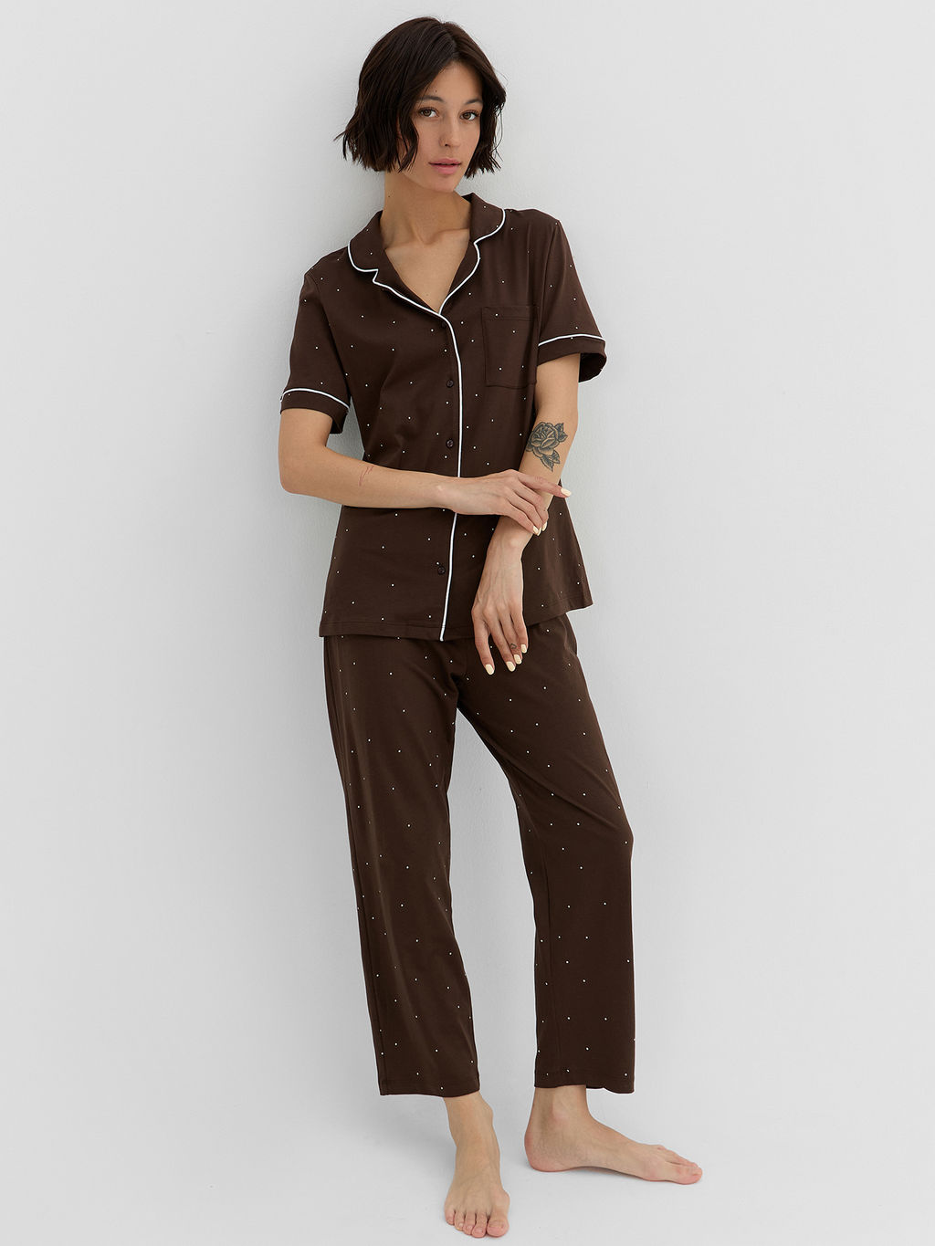 Комплект Mark Formelle женский жакет и бриджи кофейный хлопок  фото 8