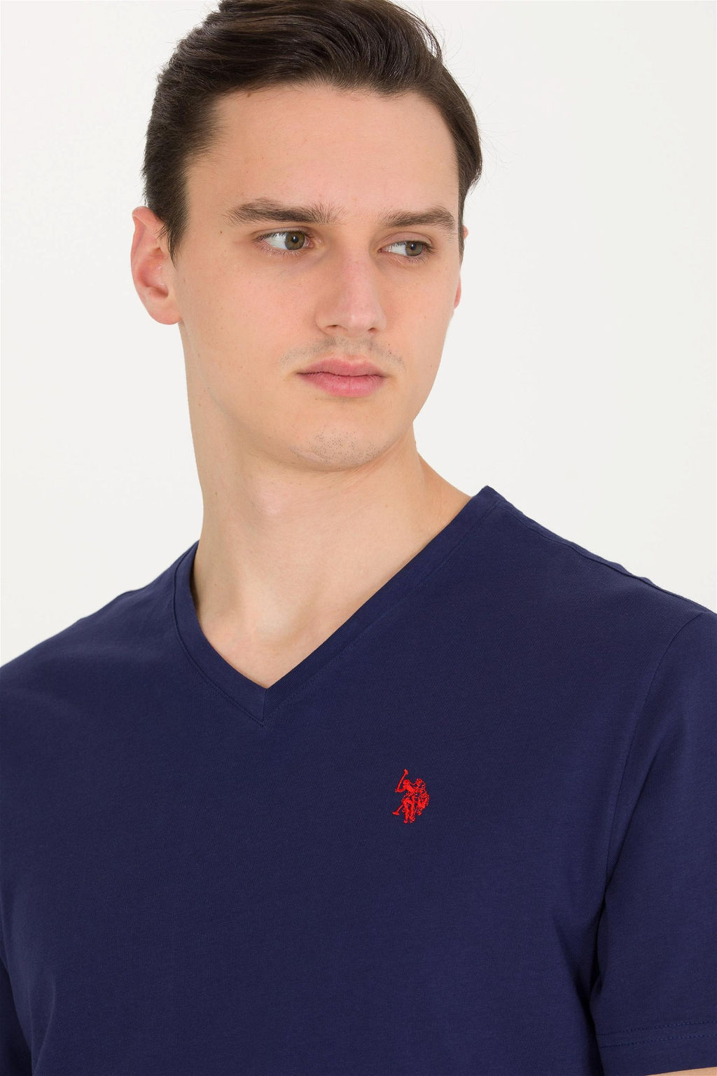 U. S. Polo Assn Мужская темно-синяя базовая футболка с v-образным вырезом - U.s. polo assn фото 8