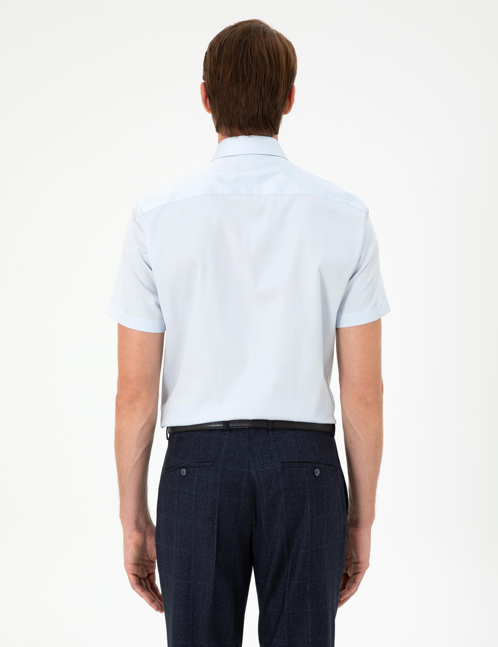 A__k Mavi Regular Fit K_sa Kollu Basic G_mlek