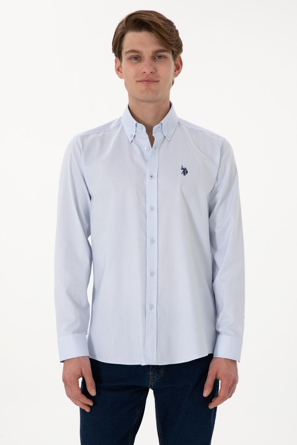 Erkek A__k Mavi Uzun Kollu Basic G_mlek