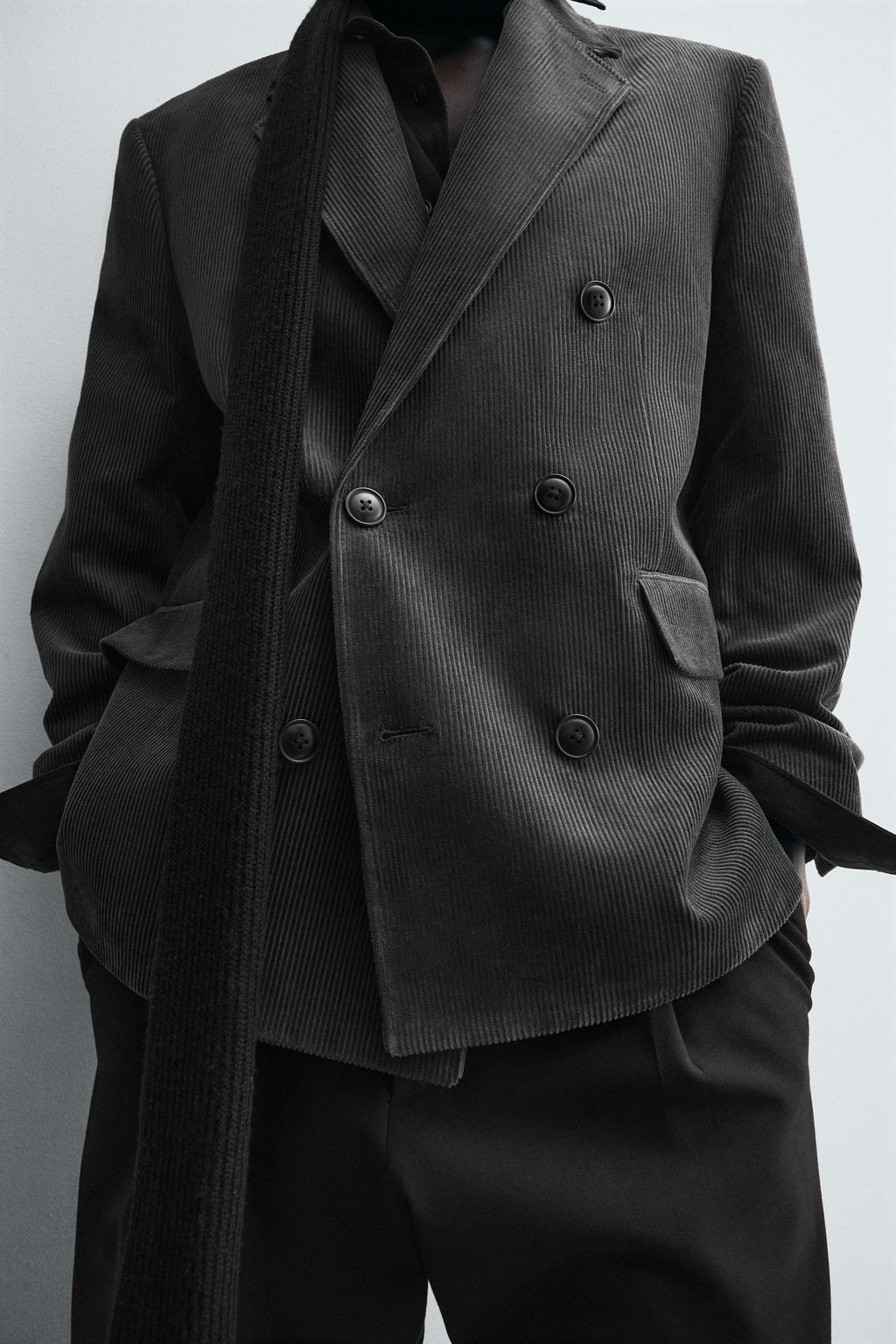 DOUBLE-BREASTED CORDUROY BLAZER - Zara фото 6