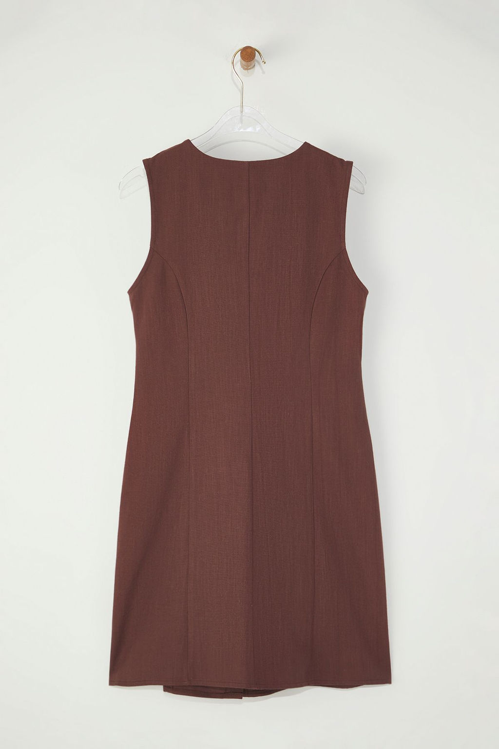 Trendyolmilla Kahverengi Keten Kar?s?ml? Cep Detayl? Mini Dokuma Gomlek Elbise TWOSS25EL00708  фото 14