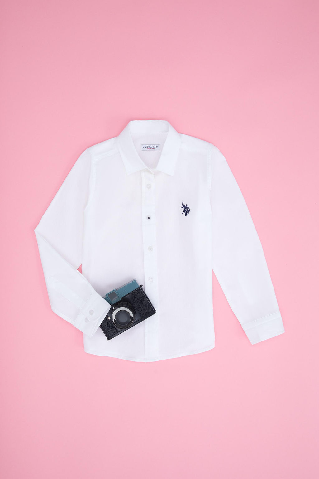 U. S. Polo Assn Белая рубашка с длинным рукавом для девочки