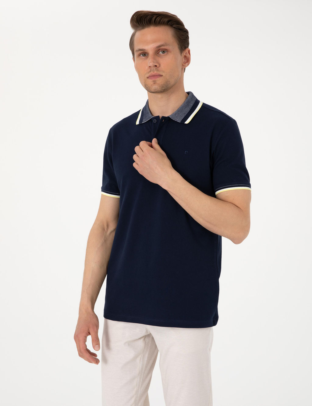 Lacivert Slim Fit Polo Yaka Ti__rt - Pierre cardin фото 3