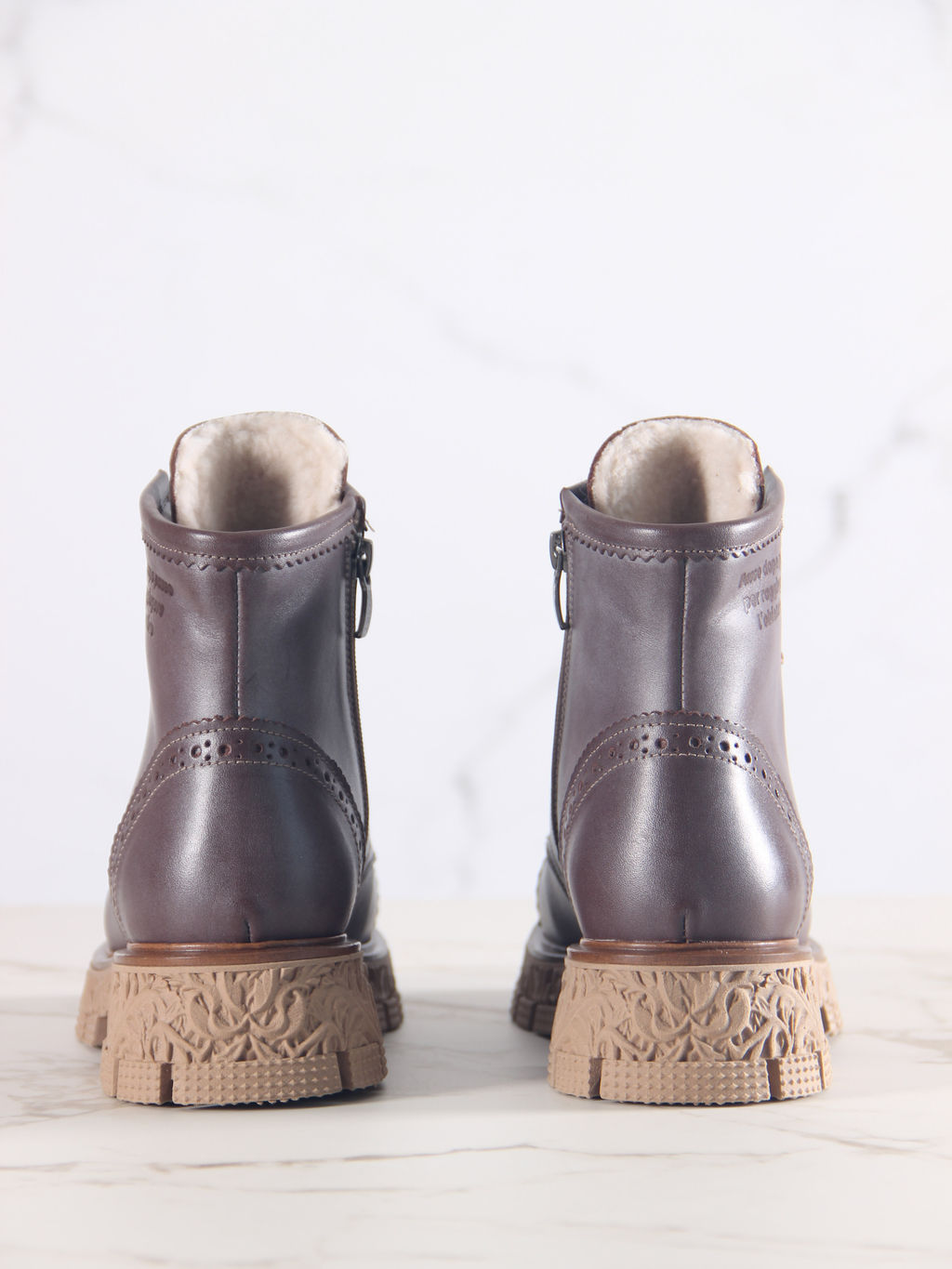 Ботинки 319.PODYUM141br.Вакса коричневая/шерсть