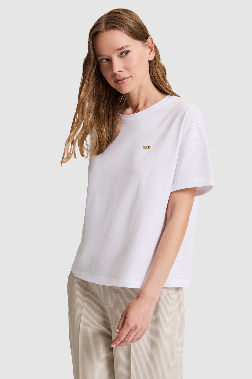 Kad_n Beyaz Bisiklet Yaka Basic Ti__rt - U.s. polo assn фото 3