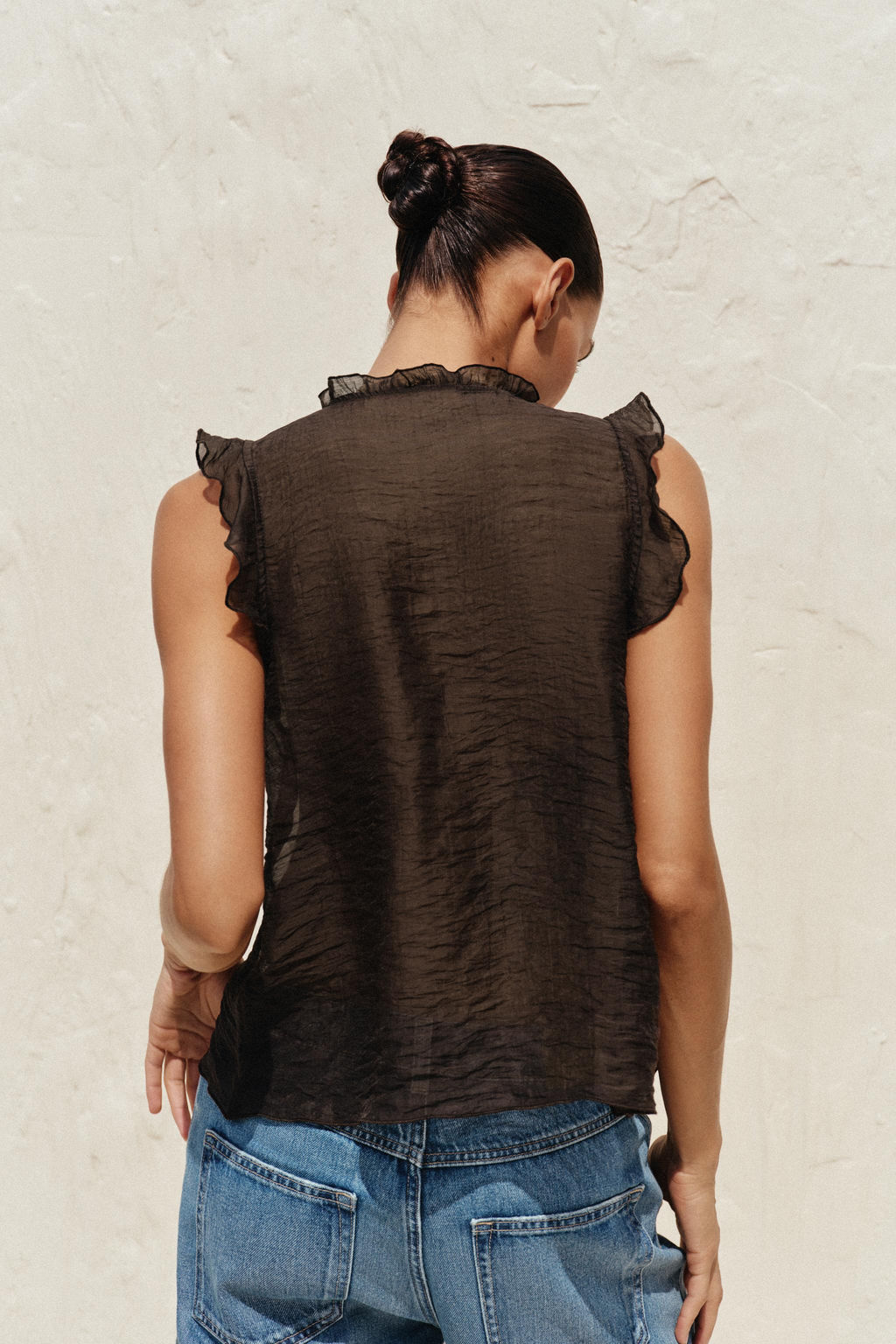SEMI-SHEER RUFFLED TOP - Zara фото 5