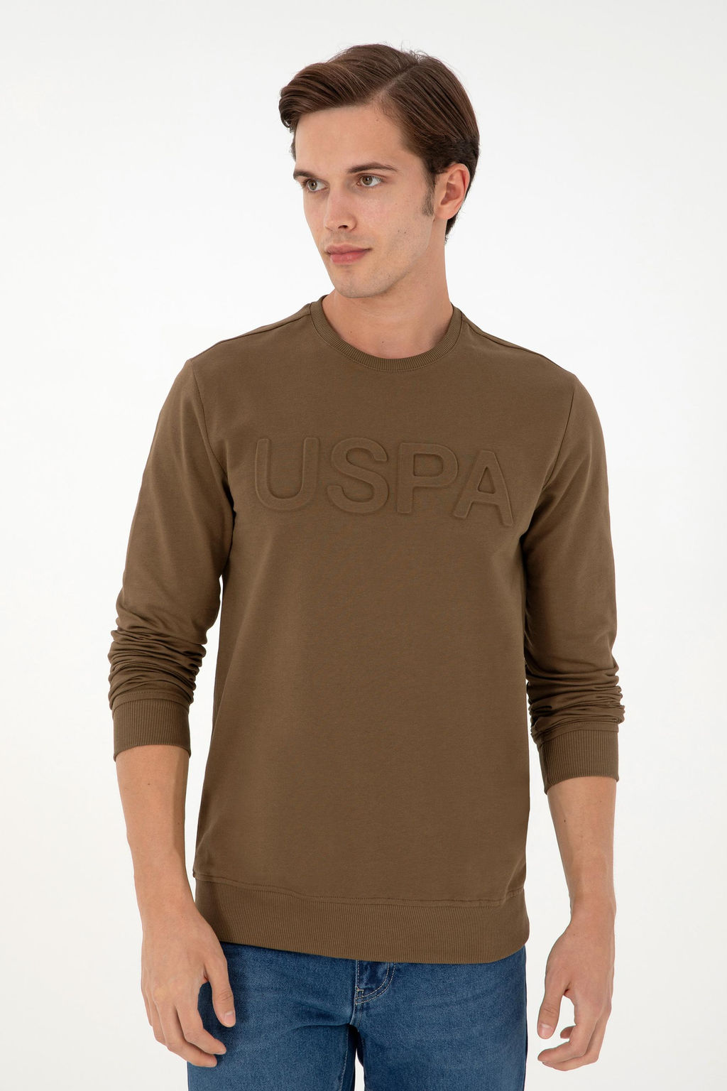 Мужской базовый свитшот цвета хаки - U.s. polo assn фото 3