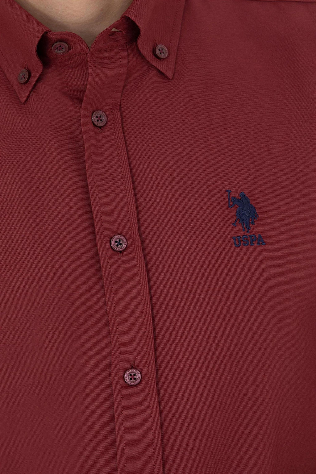 U. S. Polo Assn / Мужская бордово-красная базовая рубашка с длинным рукавом - U.s. polo assn фото 7