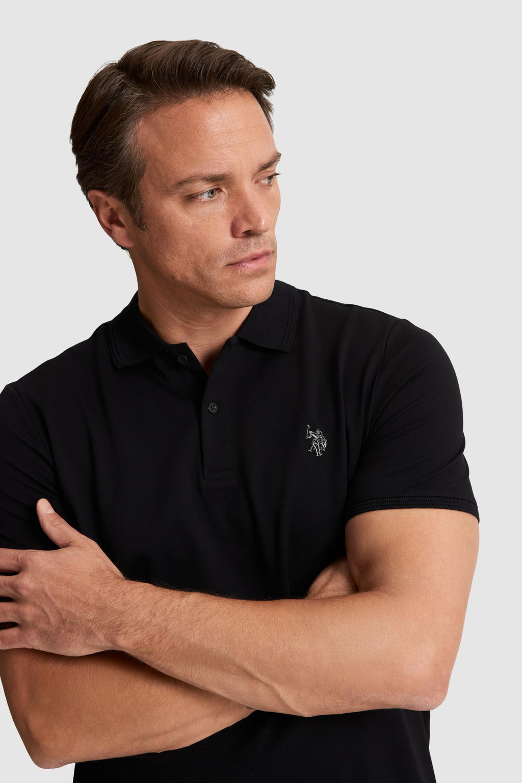 Erkek Siyah Regular Fit Polo Yaka Basic Ti__rt