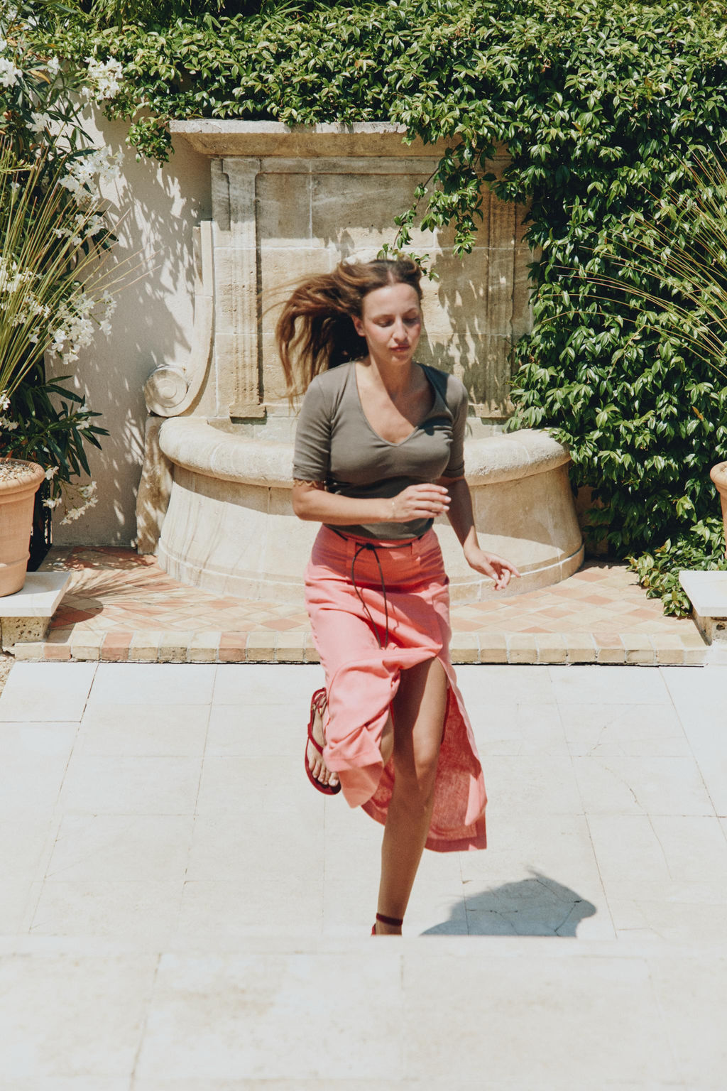 LINEN BLEND MIDI SKIRT WITH BELT - Zara фото 3