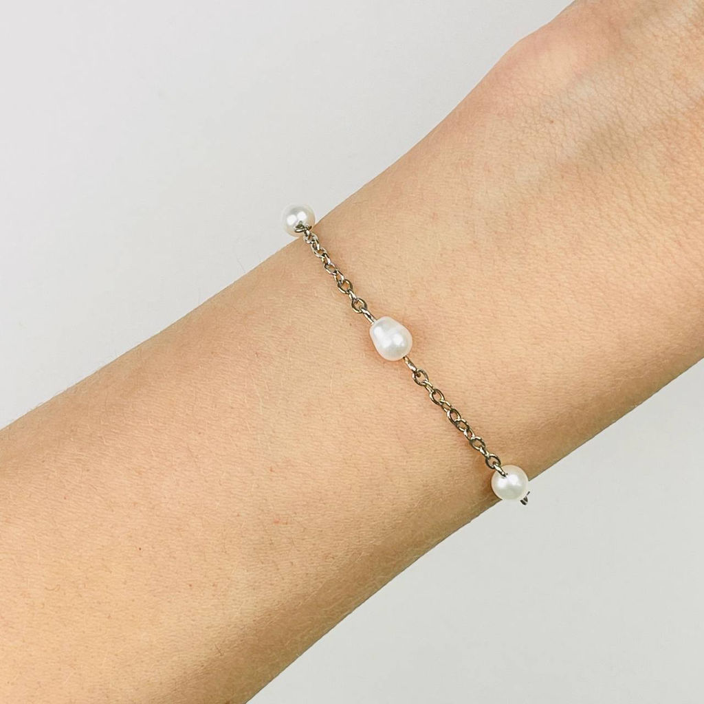 Браслет на цепочке с Жемчугом 17 см +