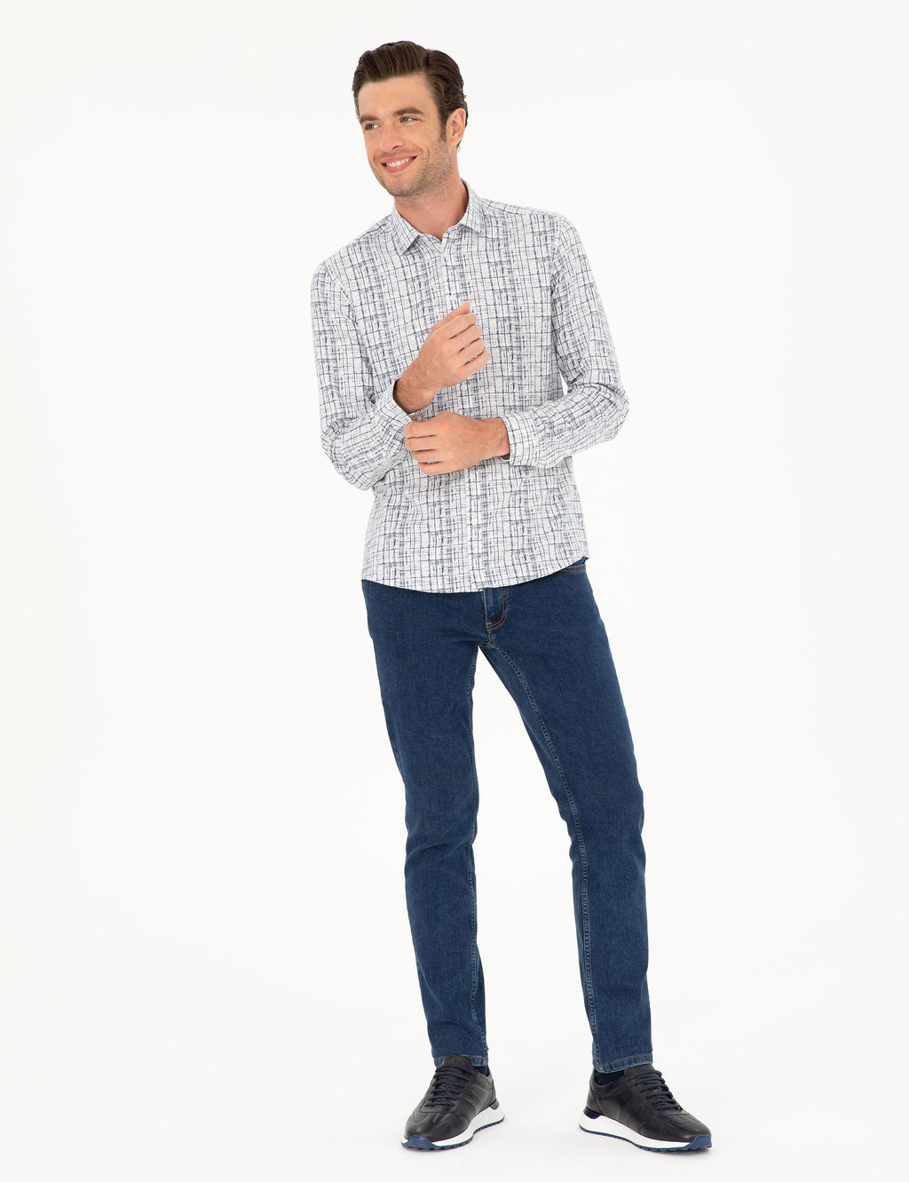 Темно-синяя приталенная рубашка с длинным рукавом - Cacharel фото 4