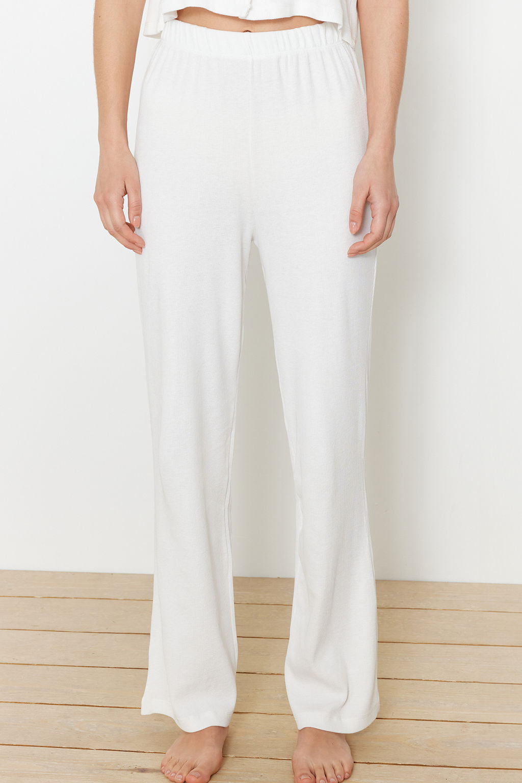 Trendyolmilla Lacivert Ay?c?kl? Fitilli Orme Pijama Tak?m? THMSS21PT0168 фото 5