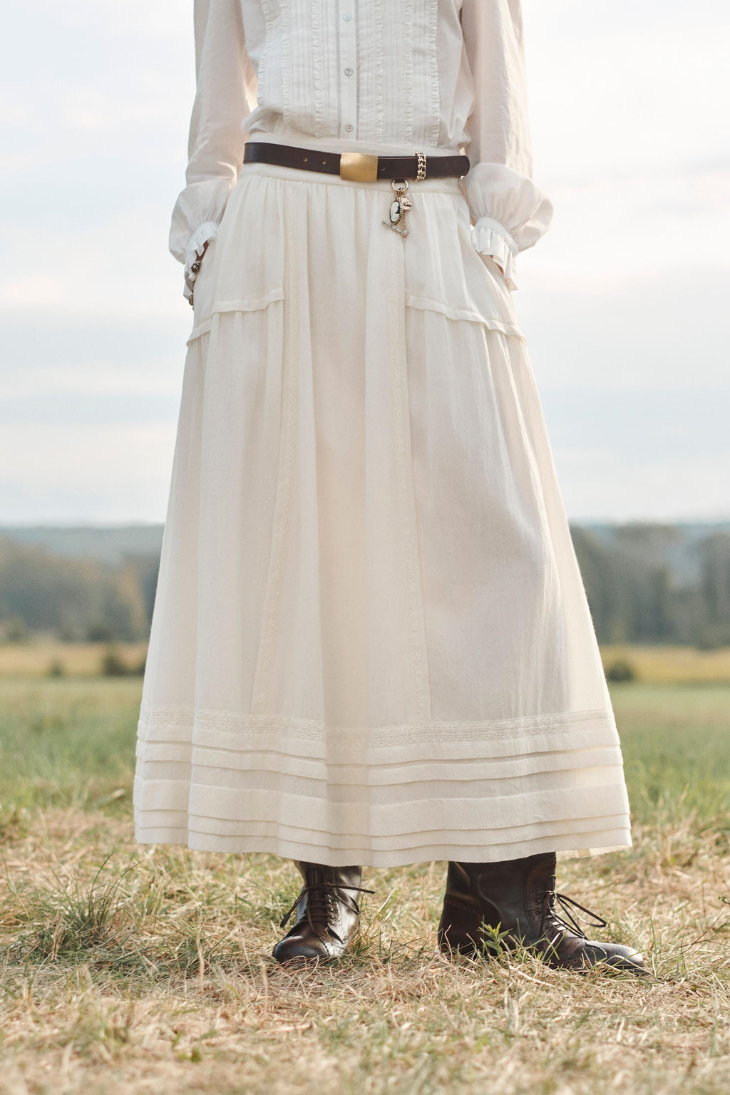 LIMITED EDITION LACE TRIM WOOL SKIRT - Zara фото 3