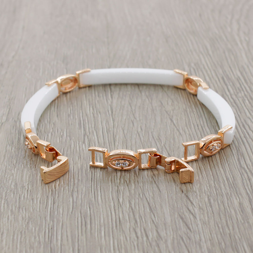 Браслет Лили из белой керамики покрытие под золото - Agat77 фото 2