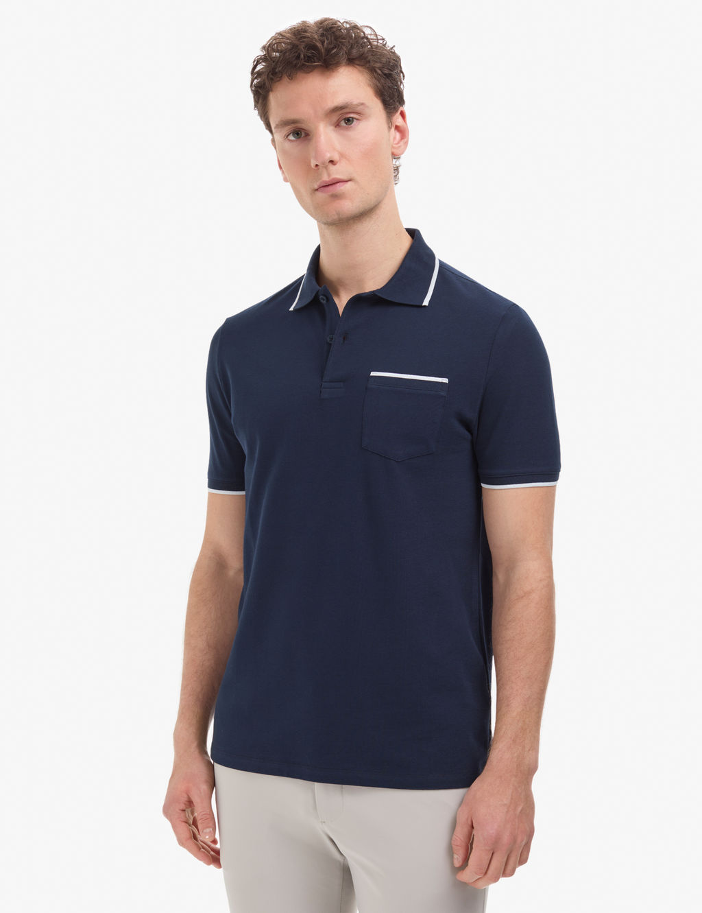Lacivert Regular Fit %100 Pamuk D__meli Polo Yaka Ti__rt
