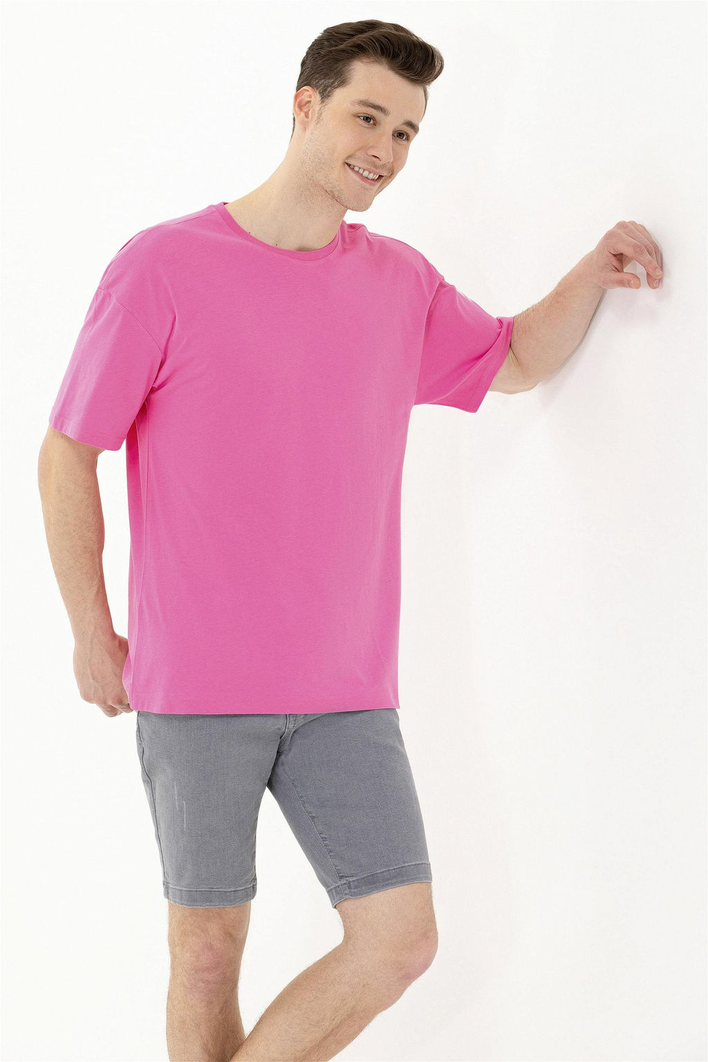 U. S. Polo Assn Мужская розовая футболка оверсайз с круглым вырезом - U.s. polo assn фото 8