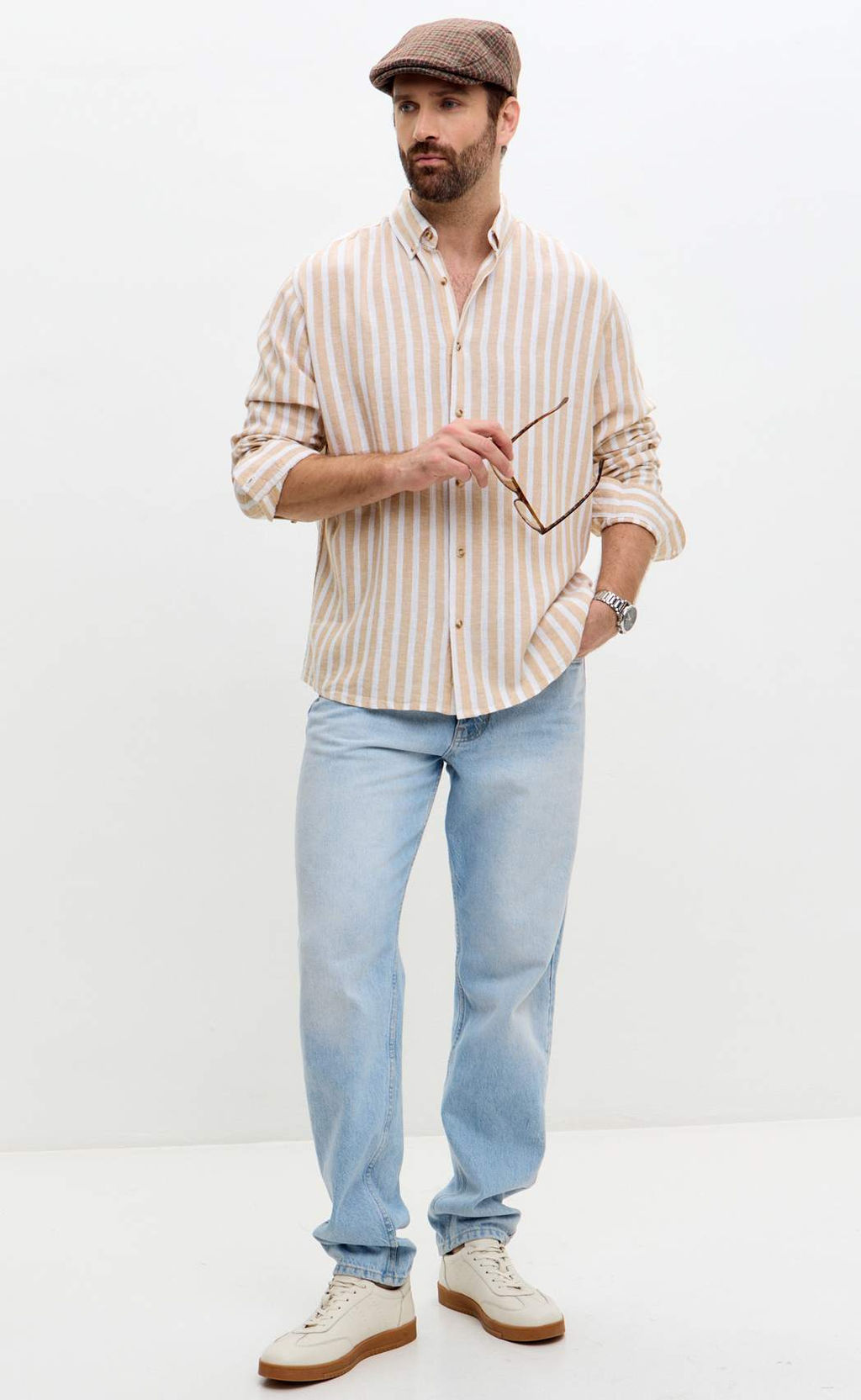 Рубашка д/р лен F611-0483 beige stripes - Fine joyce фото 4