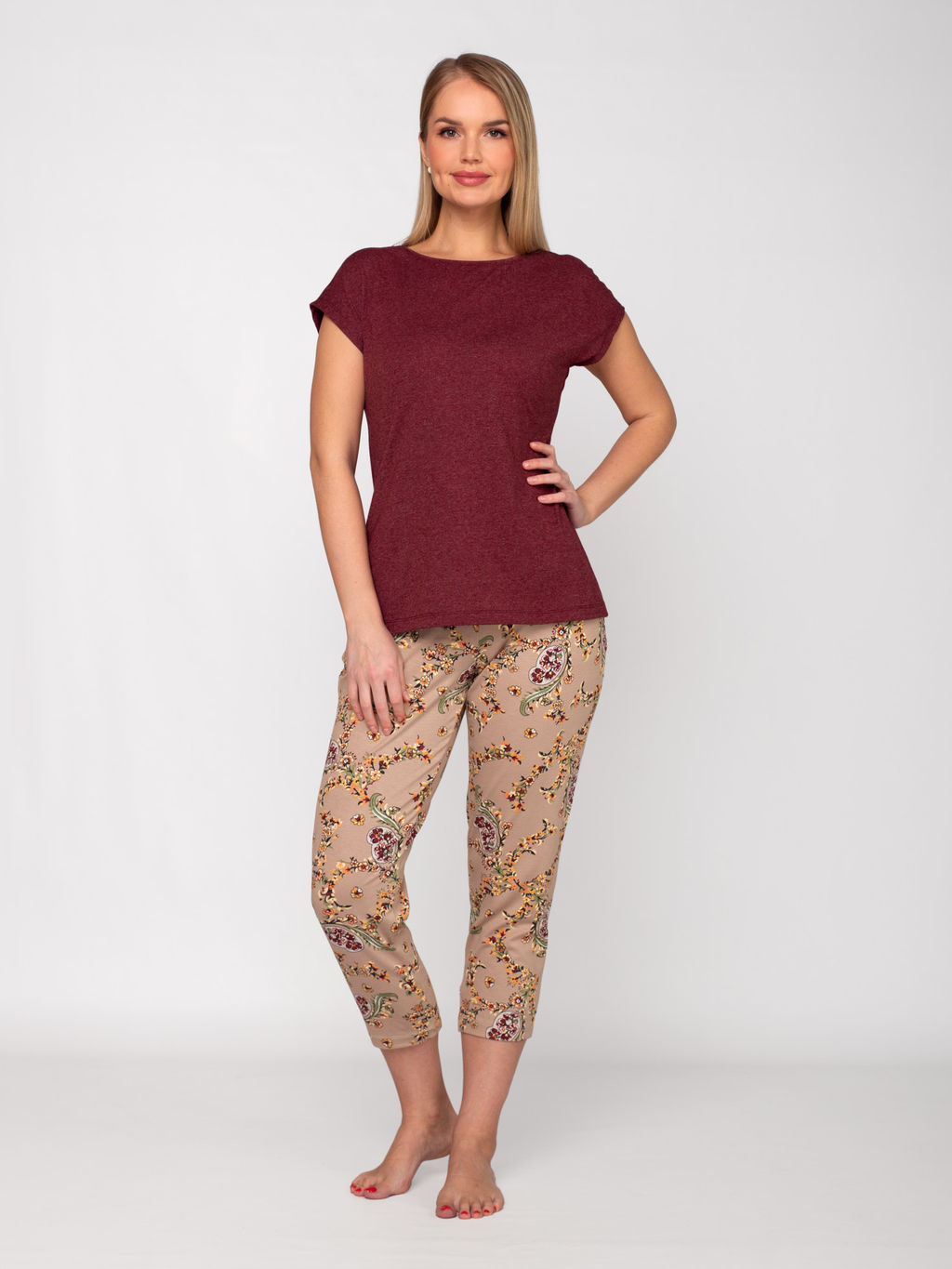 Костюм женский вискоза с бриджами "ЭЙПРИЛ" БОРДО