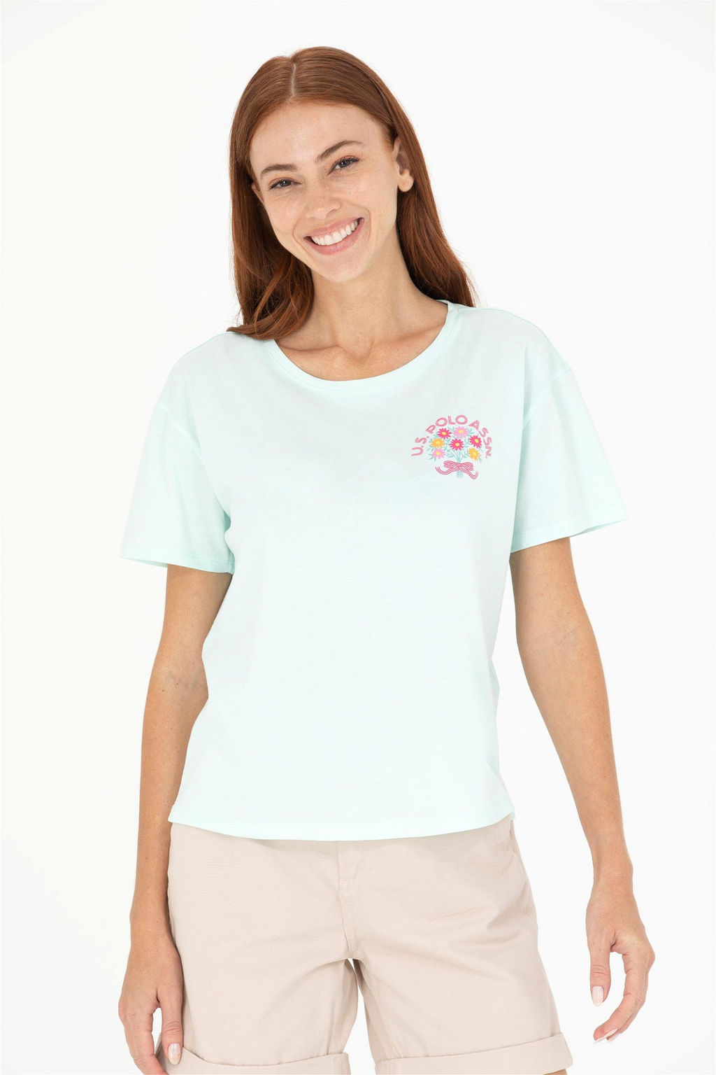 Женская зеленая футболка с круглым вырезом Неожиданная скидка в корзине - U.s. polo assn фото 3