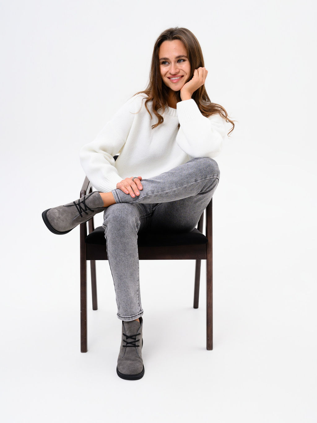 Ботинки 308.патрицияbl.Серый замок замша/байка