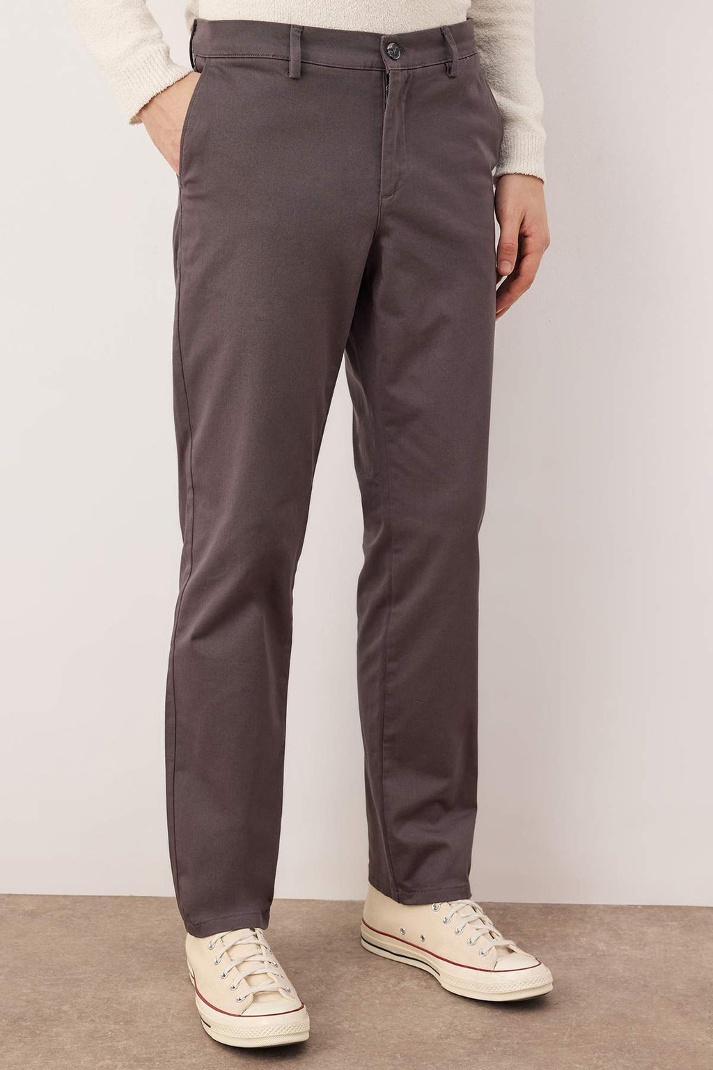 Gri Erkek Gabardin Dokulu Kumas Pantolon TMNAW26PL00026