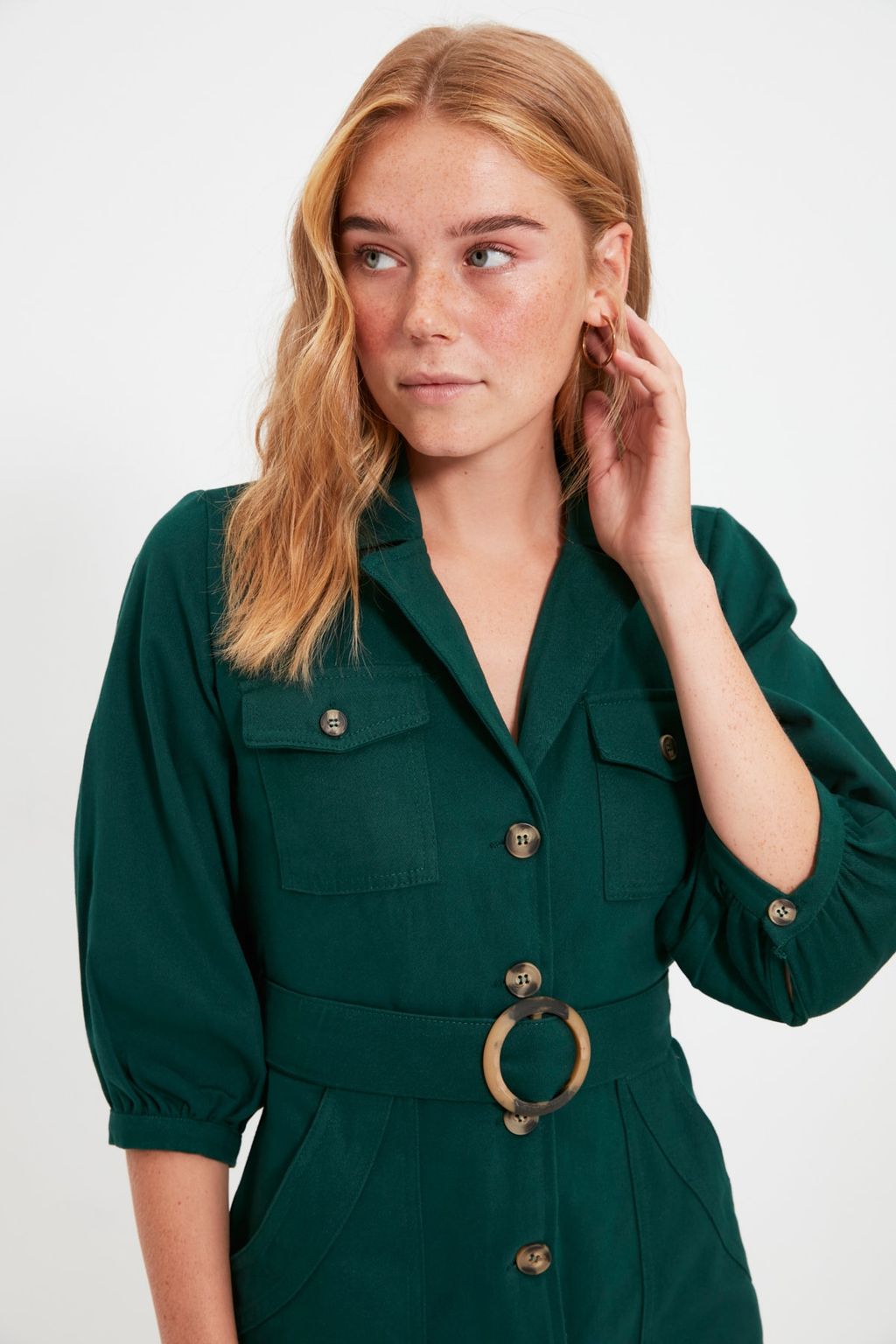 Haki Baglama Detayl? Dokuma Elbise TWOAW20EL1156