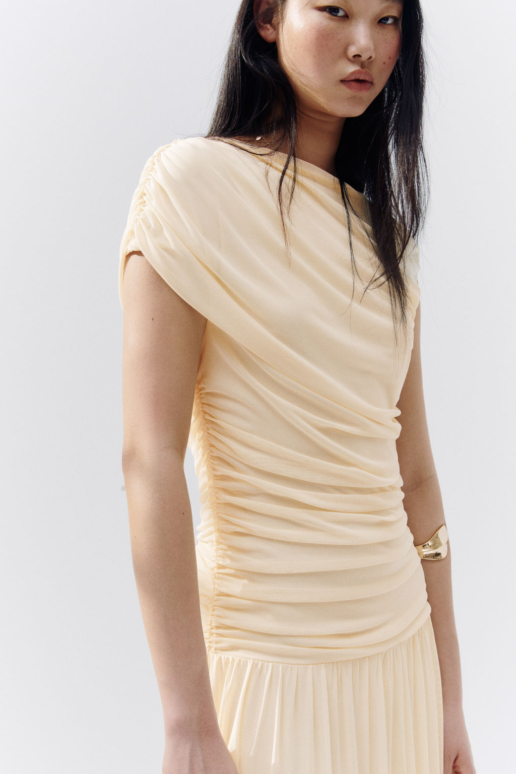 Vestido drapeado de malla - H&m фото 3