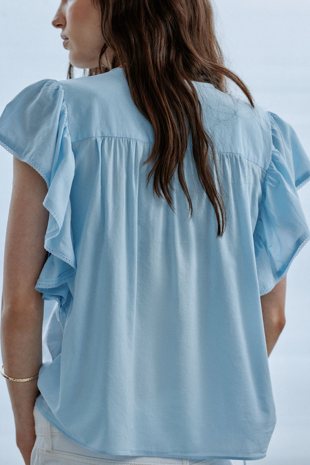Blusa de manga circular con ribete de encaje - H&m фото 7