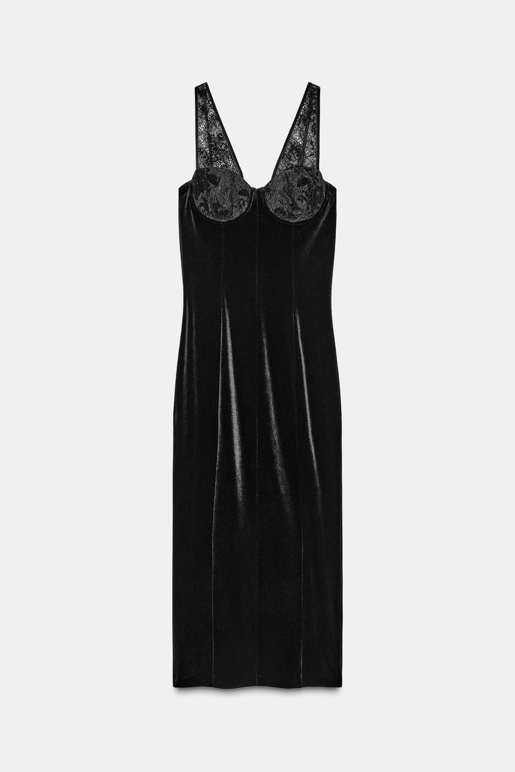VELVET LACE MIDI DRESS - Zara фото 5