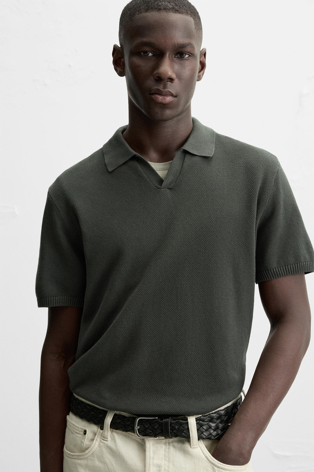 TEXTURED KNIT POLO SHIRT - Zara фото 5