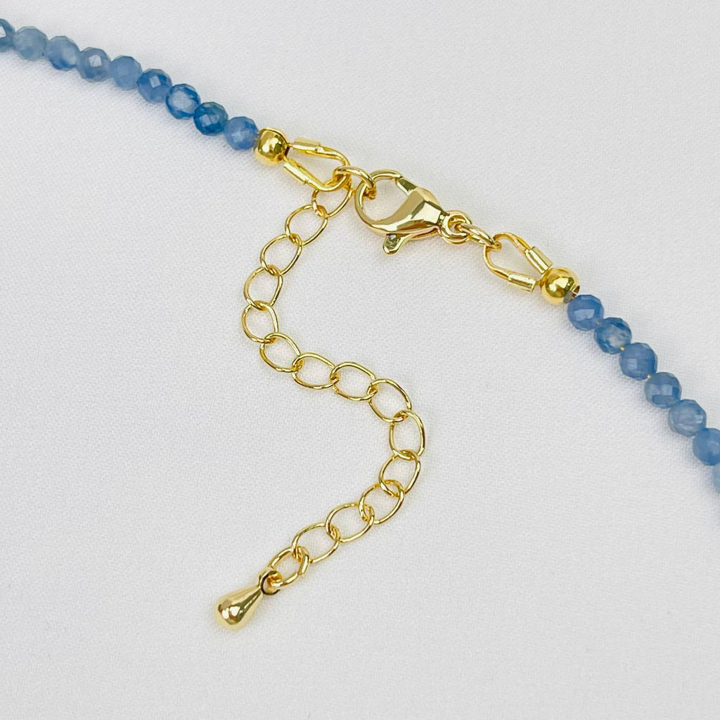 Чокер из Кианита и Лунного камня 38 см +