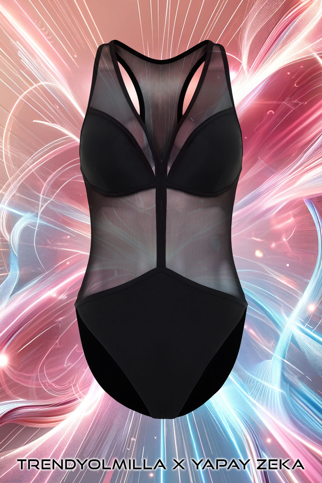 TRENDYOLMILLA Siyah Derin V Yaka Mesh Detayl? Brazillian Mayo TBESS24MA00166 фото 8