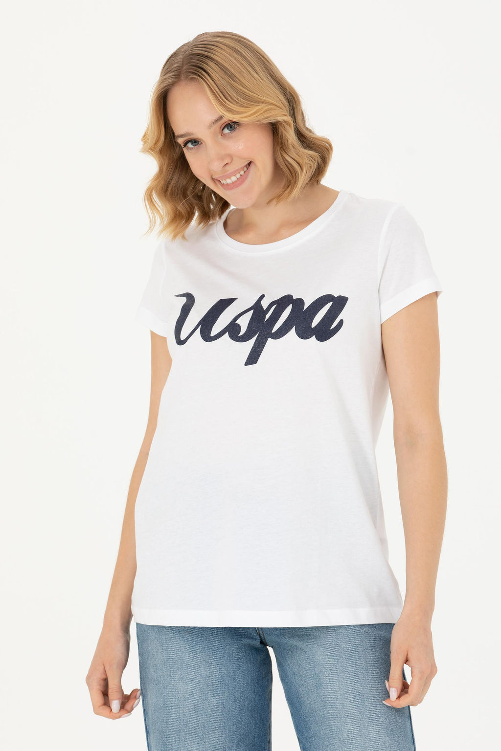 Kad_n Beyaz Bisiklet Yaka Ti__rt - U.s. polo assn фото 3