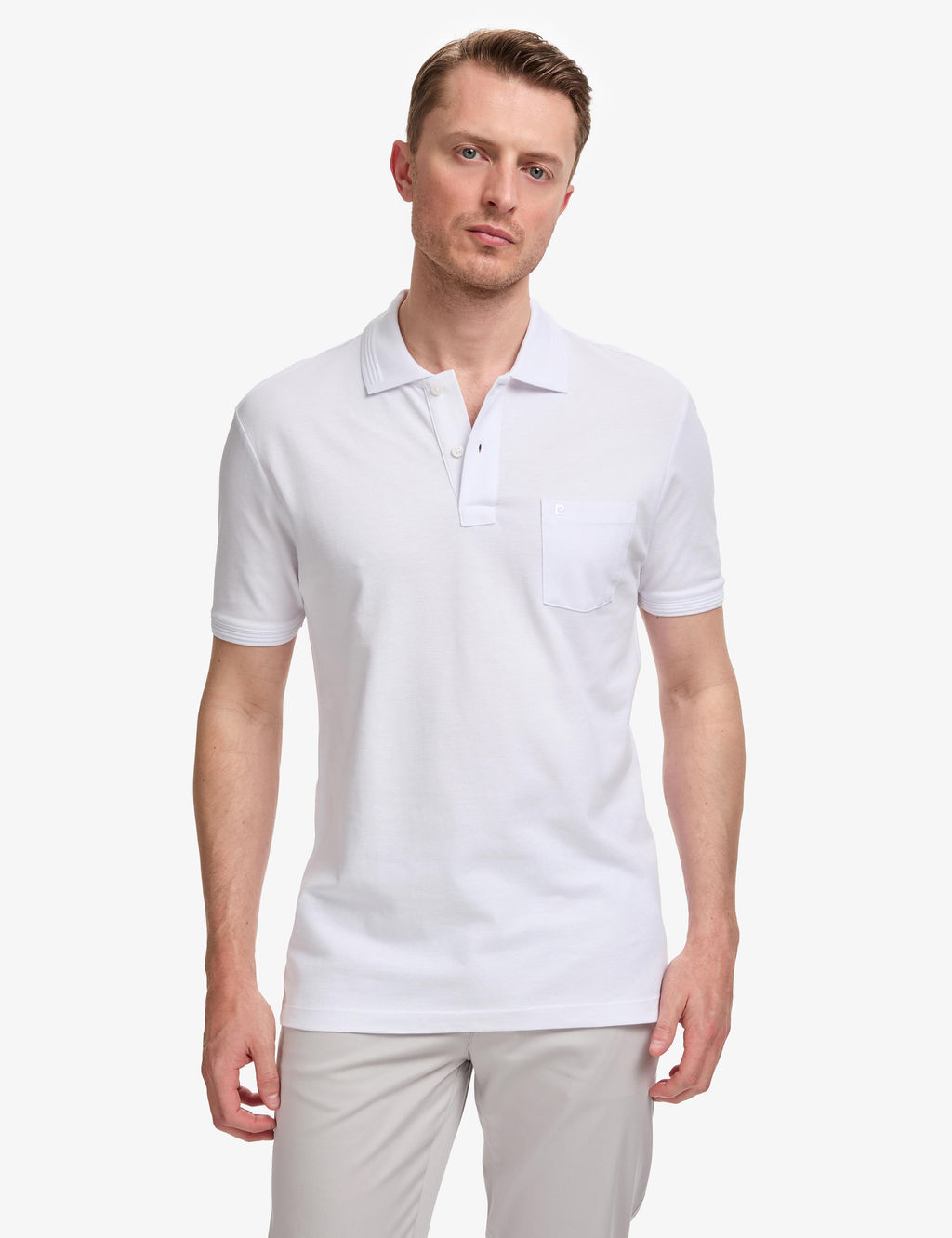 Beyaz Regular Fit %100 Pamuk D__meli Polo Yaka Basic Ti__rt