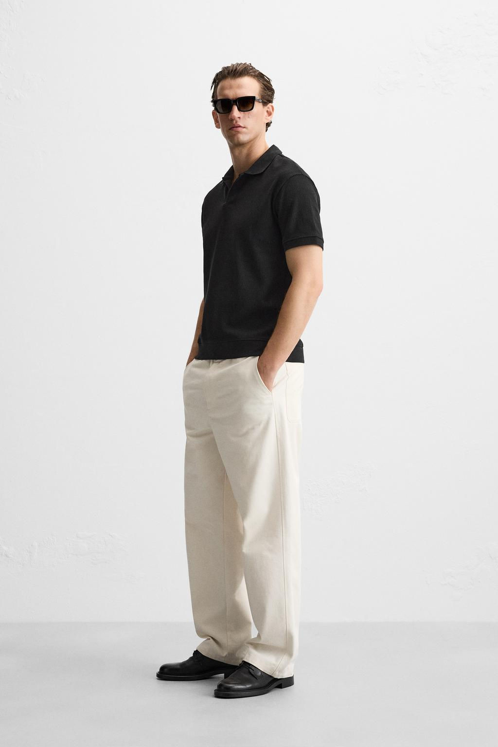 TEXTURED POLO SHIRT WITH RIBBED TRIMS - Zara фото 48
