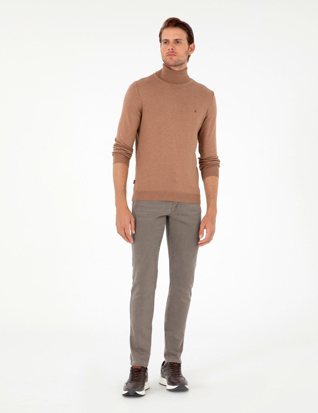 Camel Melanj Slim Fit Bal_k__ Yaka Basic Triko Kazak - Pierre cardin фото 4