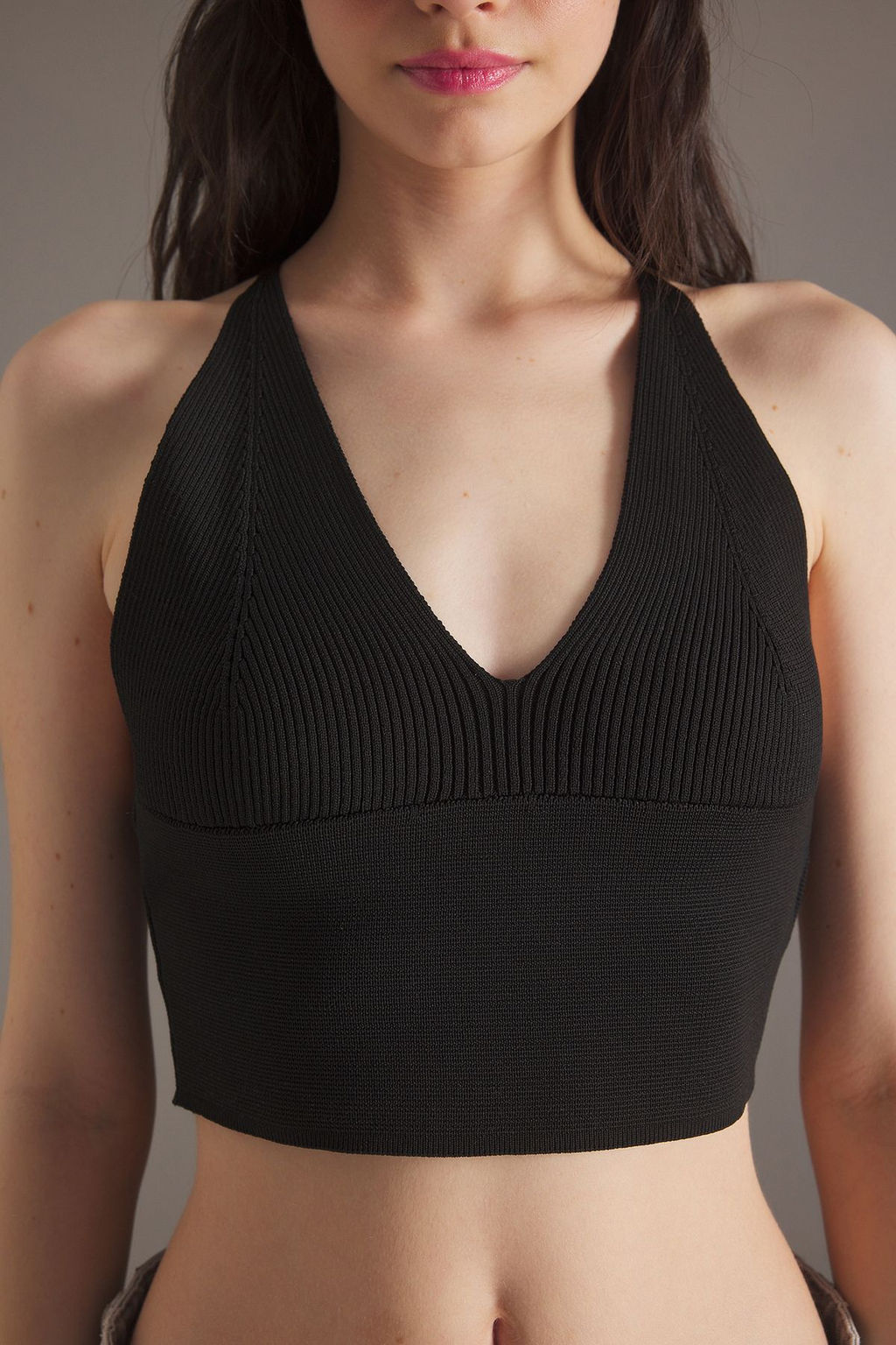 Siyah Super Crop S?rt Detayl? Ince Bluz TWOSS22BZ0760