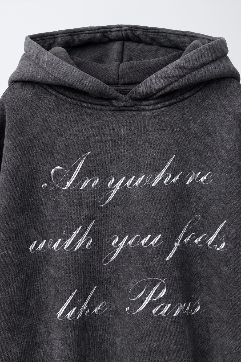 FADED SLOGAN PRINT HOODIE - Zara фото 3